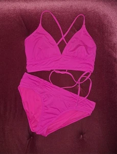 Athleta Bikini Set Pink Medium Top Small Bottom Mixed Size Strappy 2015 - Picture 1 of 10