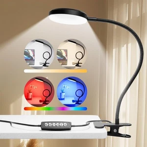 Desk Lamp with Clamp-10Wï¼Œ2-in-1 with RGB Ambient Light & Warm White Light,Boo - Picture 1 of 6