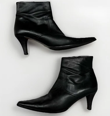 Botas Coach Alexis bebê panturrilha zíper tornozelo tamanho 9,5B preto Y2K salto gatinho pontiagudo - Imagem 1 de 4