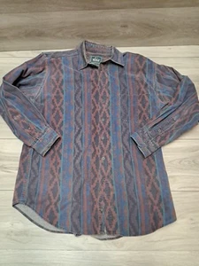 Vintage Woolrich Aztec Western Print Button Down Shirt Large Made in USA 1990s - Picture 1 of 20