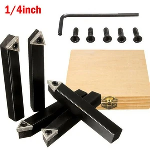 5pcs 1/4 Shank CNC Lathe Indexable Carbide Insert Turning Tool Bit Holder Set - Picture 1 of 12