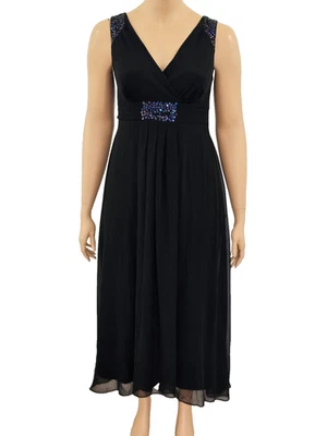 44 Maxikleid Chiffon DEBENHAMS schwarz Paillette Cocktaikleid festlich - Bild 1 von 4