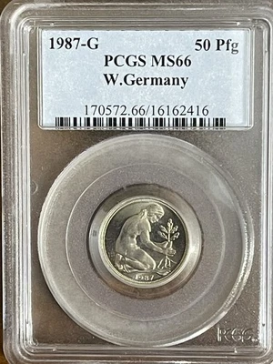 ***1987-G  50 PFENNIGS WEST GERMANY ***PCGS MS66***TOP POP 2/0*** - Image 1 of 4