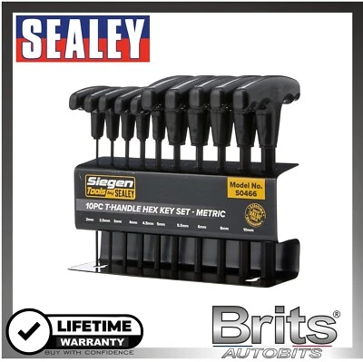 SEALEY 10PC HEX KEY T HANDLE ALLEN KEY ALLAN HEX KEY WRENCH T BAR AND RACK S0466 - Image 1 of 4