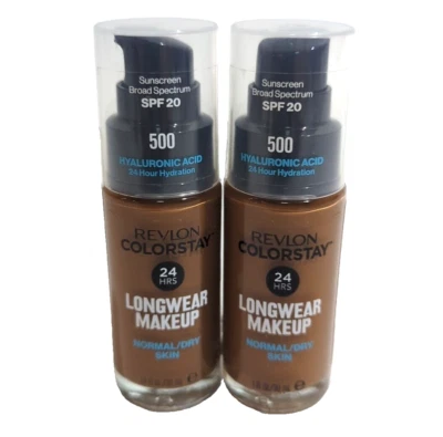 (2) Revlon ColorStay 24hr Normal/Dry Skin Natural Foundation, 500 Walnut, SPF 20 - Image 1 of 3