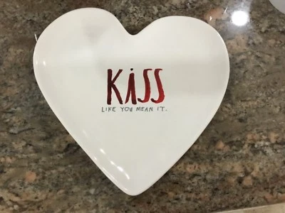 Rae Dunn Valentine Heart Tray “Kiss Like You Mean It” - Image 1 of 2