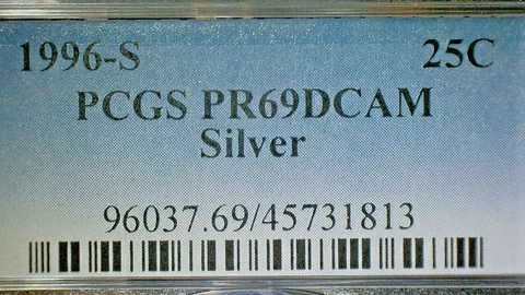 UNITED STATES 1996-S PCGS PR69DCAM WASHINGTON SILVER QUARTER KM#164b Cover