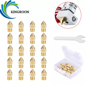 20X Brass MK8 Extruder 3D Printer Nozzle +Wrench for Creality CR-10 Ender 3/5 A8 - Photo 1/10