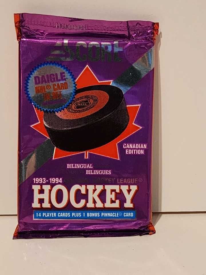 1993-94 Score Hockey 1 US & 3 Canadian Edition Packs Pinnacle Gold Foil Card (C)