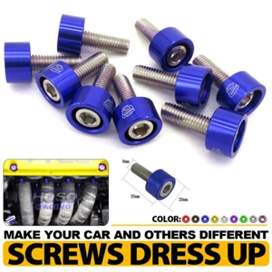 9 Pcs M8 X 1.25 Exhaust Header Manifold Blue Dress Up Washer Kit For Honda Acura - Picture 1 of 8