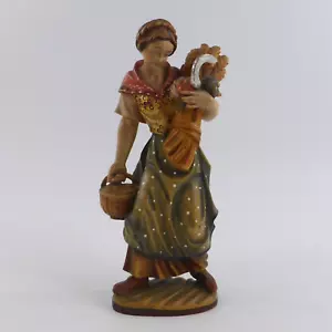 Heiligenfigur Hl. Notburga Holz Figur Grödner Holzschnitzerei 27 cm - Bild 1 von 17