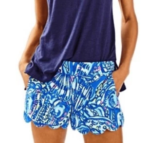 Lilly Pulitzer Scalloped Dahlia Shorts in Cerviche Pattern Brillant Blue Size XS - Picture 1 of 12