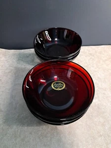 6 Vintage Anchor Hocking Royal Ruby Red Glass Dessert Bowl Some Original Tags - Picture 1 of 4