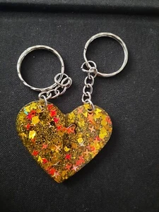 Heart Resin Couples Keyrings Two In One - Picture 1 of 1