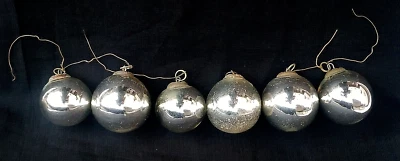 Palline Di Natale In Vetro E Ottone Originali Vintage Sei Argento Germania 1940 - Immagine 1 di 4