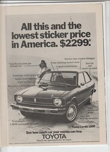 Anuncio original de la revista Toyota Corolla 1974 "Todo esto y el precio de pegatina más bajo" - Imagen 1 de 1