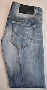 Rocawear W34 Original Fit Jeans Distressed Light Wash with Embroidered Accents - Picture 1 of 17