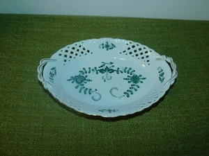 Meissen ovale Henkelschale " indisch grün" Indische Blume! durchbrochen - Bild 1 von 8