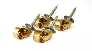 x4 Solid brass 25mm screw in polished brass furniture castors SP25B - Picture 1 of 5