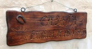 cartel de madera rustico tallado , exterior , personalizado - Imagen 1 de 7