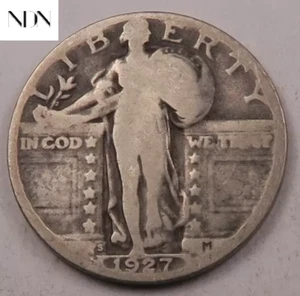 Cuarto Standing Liberty 1927-S - muy bueno (en muy buen estado) - 90 % plata #Q710 - Imagen 1 de 3