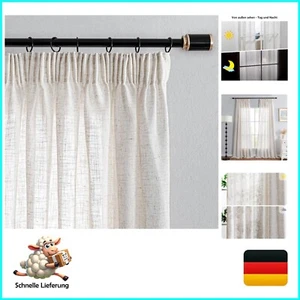 Gardinen mit Kräuselband Leinen Vorhänge Wohnzimmer Gardine Leinenoptik für S... - Bild 1 von 9