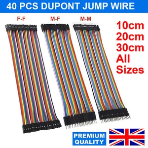 40 Dupont Jump Wire M-F M-M F-F Jumper Breadboard Cable Lead Arduino HOBBY UK PO - Picture 1 of 12