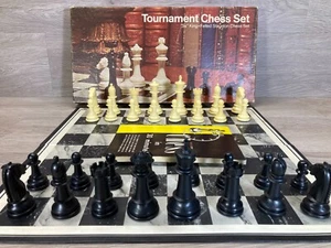 VINTAGE 1974 E S Lowe Tournament Felted Chess Set 809 With 3 1/8" Kings USA - Picture 1 of 10
