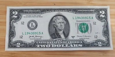 September 15 1943 Birthday Note Fancy Serial Number $2. Bazooka Day! --NICE!-- - Image 1 of 2