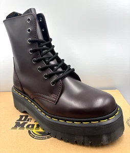 DR MARTENS BURGUNDY SMOOTH  LEATHER PLATFORM BOOTS SIZE UK 8 EU 42 - Picture 1 of 6