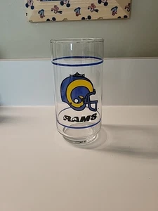 Vintage NFL Collectible ~ 1988 LA Rams Mobil Drinking Glass Tumbler Cup Football - Picture 1 of 6