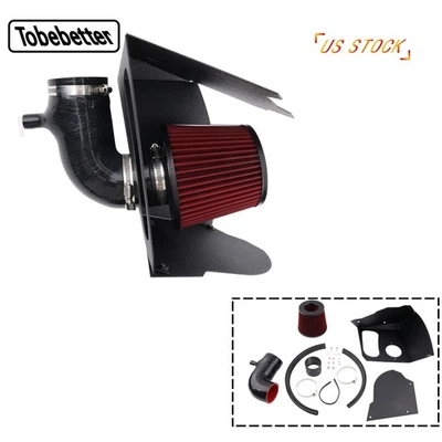 For Audi B9 B9.5 A4 A5 2.0T Cold Air Intake Pipe Heat Shield + Filter Red 2015+ Foto 1 de 4