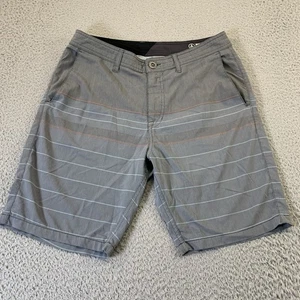 Volcom Stone Hybrid Shorts Mens 31 Surf and Turf 9" Inseam Gray Striped Beach - Picture 1 of 13