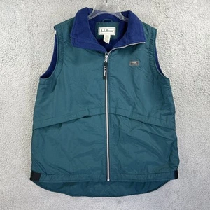 Vintage LL Bean Vest Youth Boys XL Green Blue Two-Toned Sleeveless Reflective - Picture 1 of 8