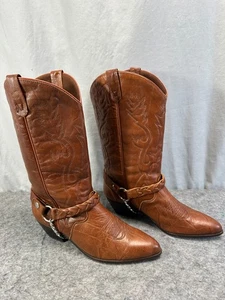 Acme braune Leder Kettengurt Cowboy Western Stiefel Damen 7,5 M - Bild 1 von 12