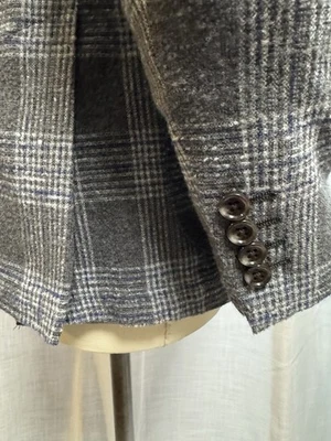 IBIZA мужской Sport пальто куртка серый чек 40R 2 кнопки 1/2 с подкладкой шерсти * - Изображение 1 из 4