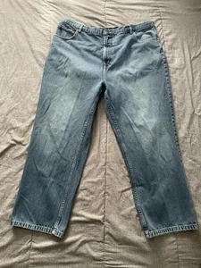 Vtg  Nautica Baggy Denim Jeans 42x30 Wide Leg Distressed Workwear J Class - Picture 1 of 10
