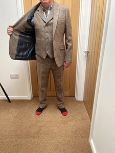Torre Men's Wool Tweed 3-Piece Suit Regular Fit - Picture 1 of 7