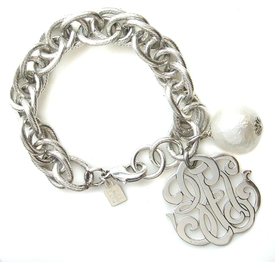John Wind Bracelet Uptown Girl Monogram Cotton Pearl Charm Maximal Art Jewelry - Image 1 of 1
