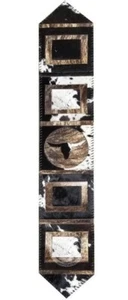 Tricolor Cowhide Table Runner with Longhorn- Size 6'x1' - Picture 1 of 5