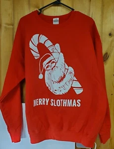 Roter hässlicher Weihnachtspullover "Merry Slothmas" -- Größe L - Bild 1 von 4