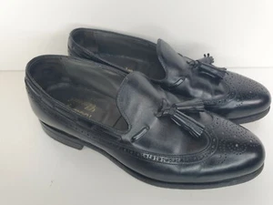 Vintage Footjoy Clasics Black Leather Loafer Shoes Size 9 C USA MADE - Picture 1 of 10
