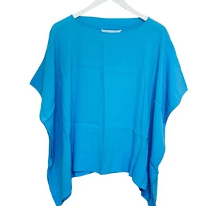 Diane Von Furstenberg DVF Blue Top Kimono Blouse Boat Neck Womens Size S Flowy - Picture 1 of 10