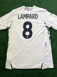 England 2007 2009 Euro 2008 #8 Frank Lampard home shirt soccer jersey Umbro L - Picture 1 of 6