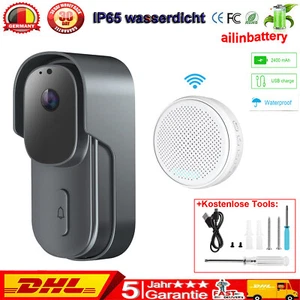 Türklingel mit Kamera WLAN Video Funkklingel Ring WiFi Nachtsicht Doorbell HD - Bild 1 von 13