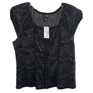 NWT Lane Bryant Black Dressy Lace Top Women's Plus Size 18/20W with Front Hooks - Picture 1 of 9