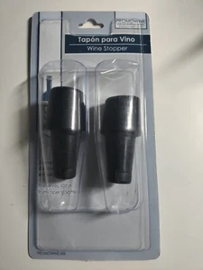 Tapón de vino 2 piezas tapas selladoras de botellas de bebidas cubierta reutilizable negra - Imagen 1 de 2