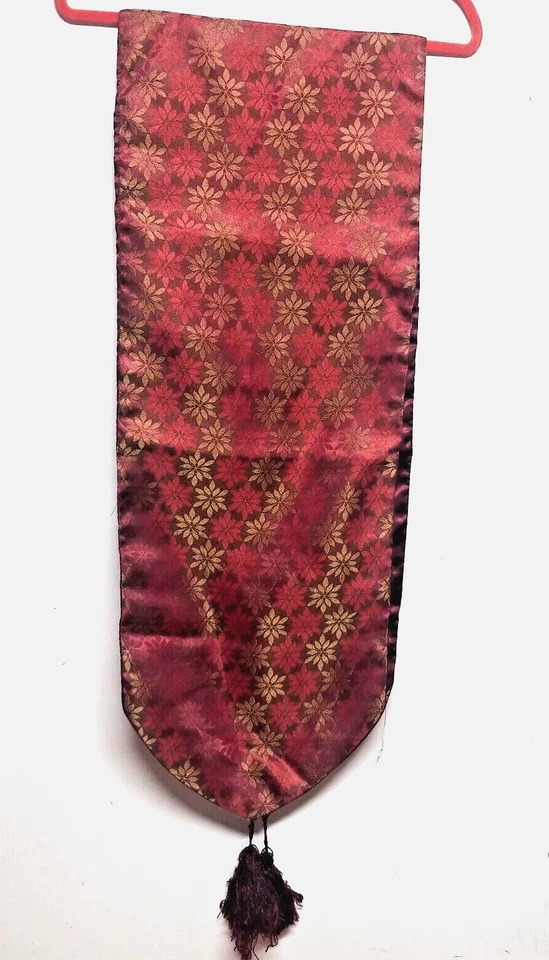 VTG 2002 Table Runner Martha Stewart Burgundy gold floral/snowflake motif 13x82" - Image 1 of 4