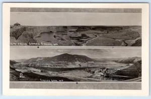 RPPC GRAND COULEE PRESA 2 VISTAS DRY FALLS WASHINGTON FOTO REAL POSTAL - Imagen 1 de 2