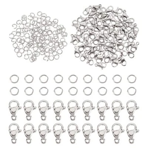 60pcs 304 Stainless Steel Lobster Clasps with 120pcs 4mm Open Jump Rings Jewe... - Picture 1 of 7